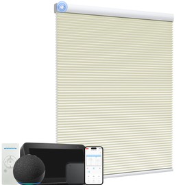 MYshade Motorized Cellular Shades - Smart Blinds Compatible with Alexa/Google Home/SmartThings,Light Filtering Rechargeable Cordless Honeycomb Blinds, Custom-Size Auto Shades for Windows (Beige)