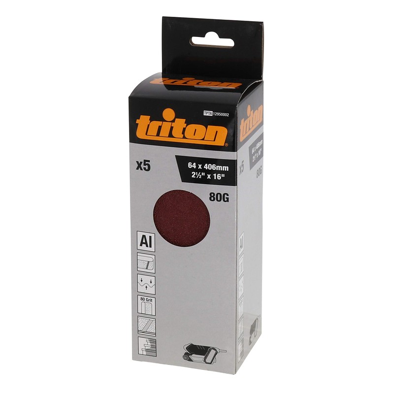 Triton TPTA12950002 Sanding Belt #80, 5 Pieces, Alumina Abrasive Material