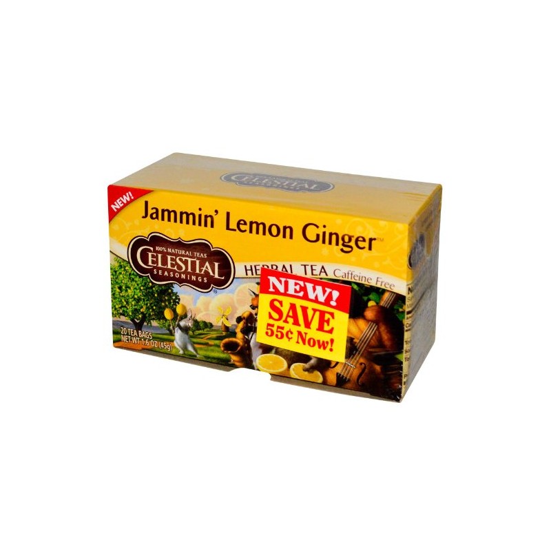 Celestial Seasonings Herbal Tea Caffeine Free Jammin' Lemon Ginger -