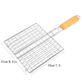 Ashuxxn Set of 2 Barbecue Grill Mesh Grill Basket with Metal Handle for Fish, Vegetables, Steak & More