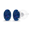 Solid 14K White Gold 7x5mm Oval Created Blue Sapphire September