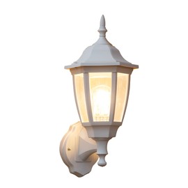 FUDESY Outdoor Wall Lantern, Exterior Waterproof Wall Sconce Light Fixture, White Front Porch Light Wall Mount for Garage, Patio, Yard, FDS2542EW (Bulb Included)