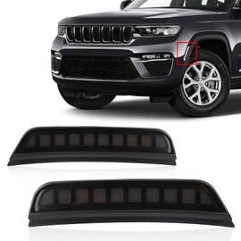 GEEGEETOP Smoked Lens Switchback White/Amber LED Side Marker Bumper Light DRL Turn Signal lamp Assembly Compatible with Jeep Grand Cherokee 2022 2023 2024 Laredo Altitude Limited Overland Summit