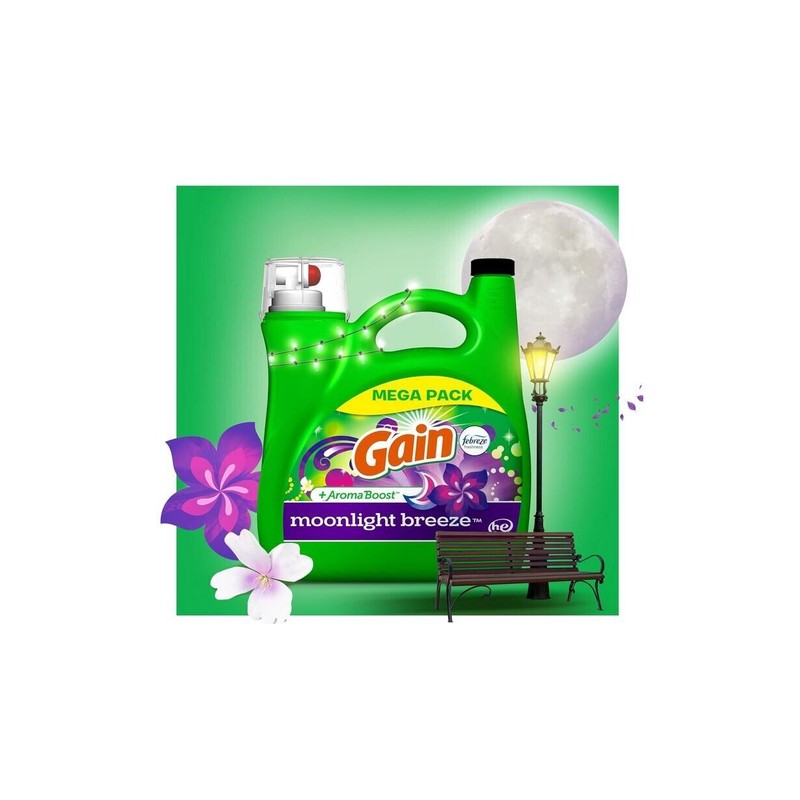 Gain + Aroma Boost Liquid Laundry Detergent, Moonlight Breeze Scent,
