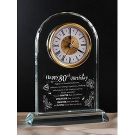 WinTaim Unique Happy 80th Birthday Gifts for Women, Men, Mom, Dad, Grandma, Grandpa, 80 Year Old Birthday Present Quartz Clocks with Blessing Decorations for Her, Him, Parents, and Couples