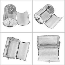 Yosoo 12x18cm Edelstahl Ofen Roast Korb Rotisserie Grill Korb Backen Rotary Nuts Bohnen Erdnuss Korb BBQ Grill Bakeware