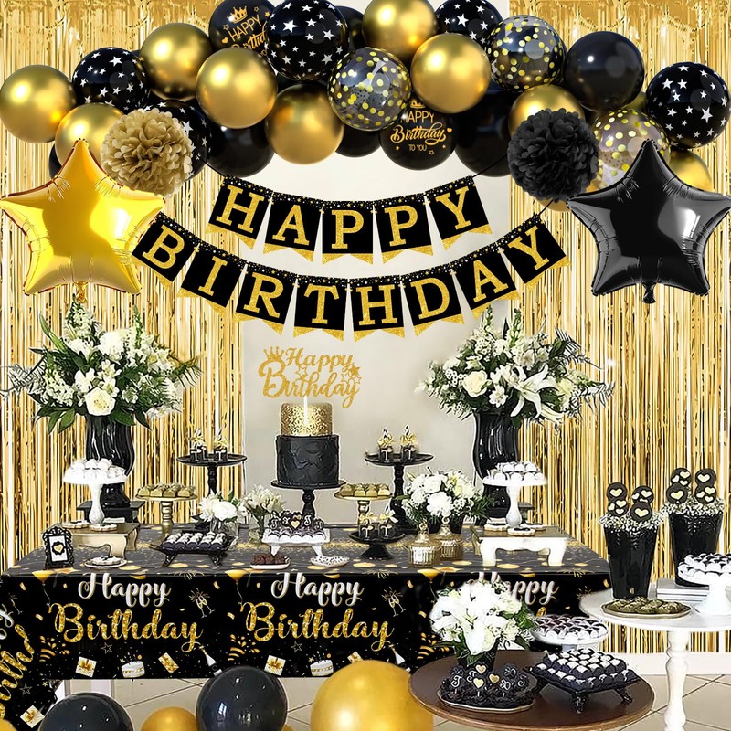 Black Gold Birthday Decoration Set
