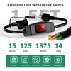 KASONIC 3 Prong Extension Cord with Switch, 1875W 15A Grounded