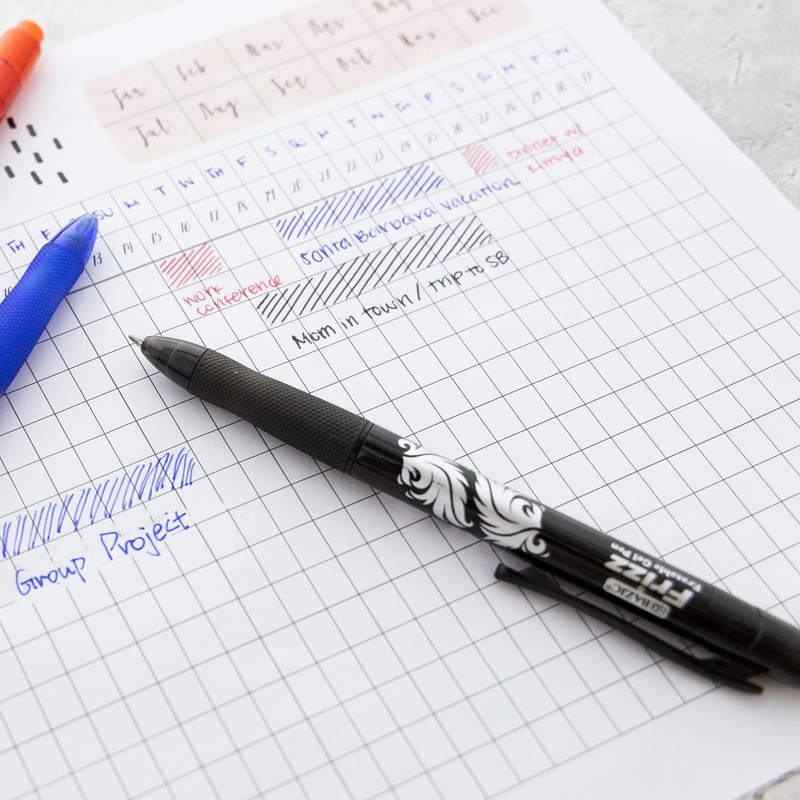 BAZIC Products Frizz Erasable Gel Pen 0.7mm Black Color, Retractable