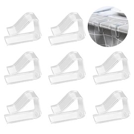 WUSJCOF Pack of 8 Plastic Tablecloth Clips, Picnic Tablecloth Clips, Outdoor, for Picnics, Parties, Weddings, Home (3.5-5 cm Thick) (Transparent)