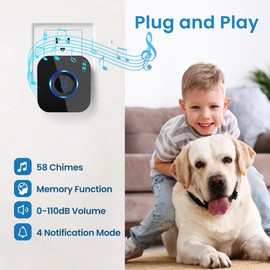 Hathever Dog Doorbell to Go Outside, Wireless Doggie Door Bell Operating at 1000 Feet with IP65 Waterproof Touch Button, 58 Melodies & 4 Notification Modes