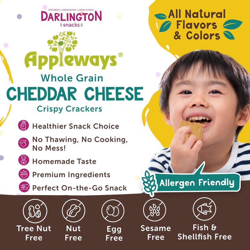 Appleways Cheddar Cheese Crackers, All-Natural Individually Wrapped Cheese Crisps, Kosher