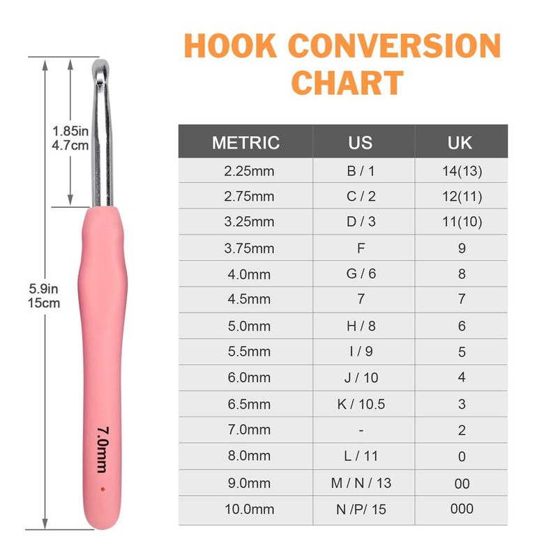 BCMRUN Crochet Hooks Set,14 PCS Ergonomic Soft Grip Handles Knitting