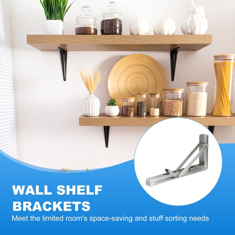 PATIKIL Folding Wall Shelf Brackets 9", 4 Pack Heavy Duty