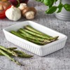 Rectangular Roasting Dish 17.5x5.5x11.5cm White Ribbed Ceramic 18cm Oven Baking