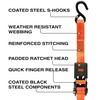 BLACK+DECKER BDX1006 Black/Orange 1" x 12' Ratchet Tie Down Straps