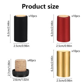 60pcs Wine Sealer for Wine Bottles, Include 30pcsPVC Heat Shrink Capsules and 30pcs Wine Bottle Cork Stoppers, Wine Bottle Tops Seals Corks, Wine Shrink Wrap Shrink Caps, for Cruise