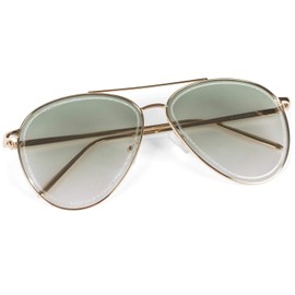 styleBREAKER 09020107 Women's Aviator Sunglasses with Glitter Highlights in Glass, Tinted Polycarbonate Lenses and Metal Frame, Aviator Glasses, Frame gold / glass green