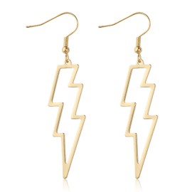 Lusofie Lightning Bolt Earrings Gold Lightning Earrings 80s Punk Flash Thunder Hook Earrings Dangle Earrings for 80's Party