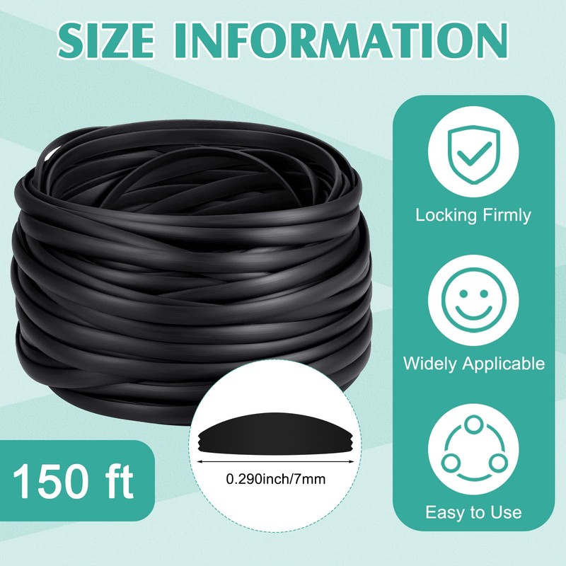 Yaomiao 0.29'' Width Flat Screen Spline Black Vinyl Screen Spline