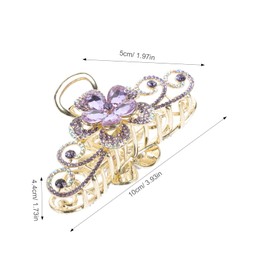 FRCOLOR Large Decorative Claw Clip with Double Sided Rhinestone Flower Design Sturdy Alloy Hair Jaw Clip for Women Non Slip for Elegant Updos and Casual Hairstyles