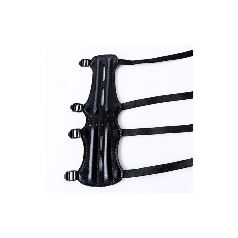 Protector de brazo de cuero largo con 4 correas para