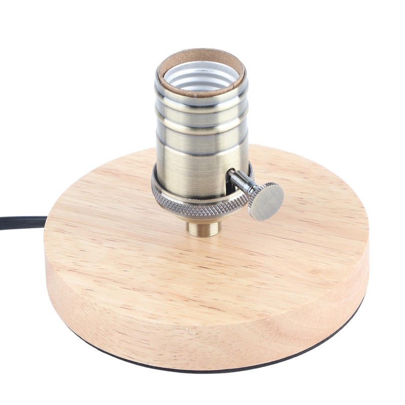 E26/E27 Table Lamp Holder Household Retro Wooden Lamp Base with