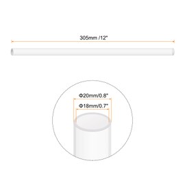 Rebower 12" Clear Plastic Rigid Pipe 18mm x 20mm(0.7" x 0.8") Acrylic Tube Round Polycarbonate Tubing, [for Plumbing, Hydraulics, Aquarium, DIY]