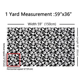 Tela de panda por The Yard, tela decorativa de panda Kawaii para costura de acolchado, tela de tapicería de panda blanco y negro, tela de panda gigante de dibujos animados para ropa de niños, 2 yardas, color negro y blanco
