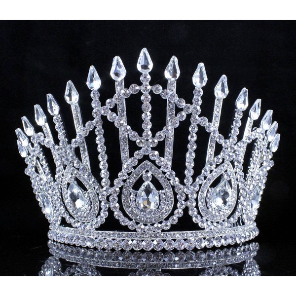 Drop Clear Austrian Crystal Rhinestone Tiara With Hair Combs Crown