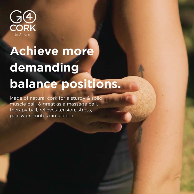 Go4Cork Cork Yoga Massage Ball,Cork Yoga Sphere,Therapy Ball,Relieve Stress, Pain