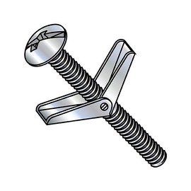 1/4X3 Combination Mushroom Head Toggle Bolt Zinc (Pack Qty 50) BC-1448TBCM by Korpek