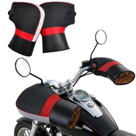 HKSICHENGKEJI Motorcycle Plush Handlebar Gloves Muffs Winter Windproof Thermal ATV Scooter Grip Gloves Hand Muffs with Reflective Strip Thick Waterproof Snowmobile Motorbike Handle Hand Warmer Cover