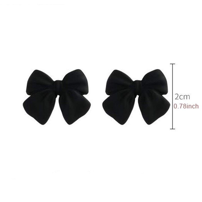 Artist Bow Tie Ribbon Stud Earrings for Women Red Black