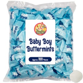 Baby Boy Buttermints - 100 Count - Baby Shower Blue Butter Mints Individually Wrapped - Baby Shower Candy - Perfect For Gender Reveal Parties, Hospital Goodie Bags, Welcome Baby Parties, And More