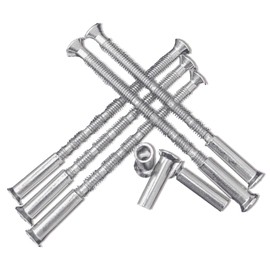 UTXN 12 PCS M4 Door Handle Fixing Screws and Sleeves Door Handle Bolt Through Fixings Universal M4 Screw Connecting Bolts & Sleeves Internal Door Handles Screws for Doors Cabinet Drawers(Silver)