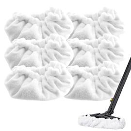 6 Pack Rectangle Steam Mop Pads with Dupray and Awasky Steam Cleaner, Large Bonnets Steam Mop Replacement Pads, Reusable Washable Universal Steam Cleaner Accessories for Multi-Surface
