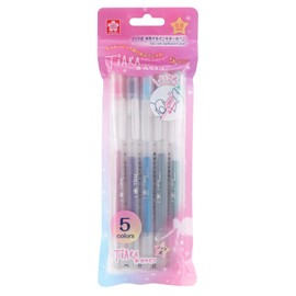 Sakura Crepas GBRA208TZ-5 Water Based Ballpoint Pen, Ballpoint Sign, Tiara, Knock, 0.8mm, 5 Colors