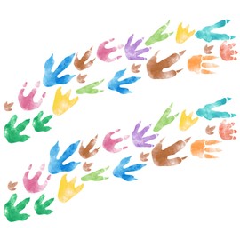 Yovkky Watercolor Dinosaur Footprints Wall Decals Stickers, Dino Tracks Neutral Toddler Nursery Decor, Dinosaur Feet Home Decorations Boys Girls Bedroom Playroom Classroom Art
