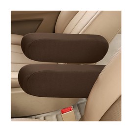 Wevdn 2 PCS Car Front Seat Armrest Covers, Elastic Fabric Stretch Auto Seat Armrest Protectors, Soft Front Seat Armrest Cover Replacement, Universal Vehicle Interior Accessories (Coffee)