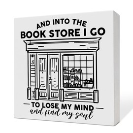 Book Lover Decor, Reader Bookish Decorations, Gifts for Book Lover Bookish Bookworms Book Nerds, Book Lover Librarian Gifts for Women Men, Book Lover Wooden Box Sign, Book Store