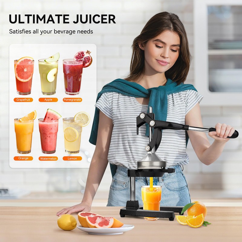 NCUE Cast Iron Juicer, Manual Juicer Hand Press for Citrus