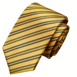 Michi Kolondon MKJ-035 Wrinkle-Resistant Bonding Processing Fabric Lined Volume, Made in Japan Necktie Brand KOSHINO Striped Pattern, 100% Silk, Unisex, yellow