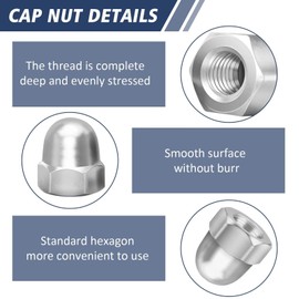 Pack of 5 Acorn Nuts M12 Stainless Steel Cap Nuts, Leryati M12 Nuts DIN1587 Hexagonal Acorn Nuts High Shape A2 V2A Cap Nuts for Screws, Nut Threaded Rod & Threaded Bolts