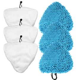 TaylorHe Waschbar Langlebig Ersatztücher Dampfbesen 6er Pack (3 x Microfaser, 3 x Coral Microfaser) Ersatzpads für Dampfreiniger mit dreieckigem Fuß wie z.B. Vax, H2O X5, Vileda