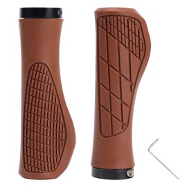 Ergonomic Handlebar Grips for Mountain Bikes Single Sided Aluminum Locking Mechanism High-Density Rubber Hard Plastic Material Compatible with 22.2mm Handlebars (Brown)