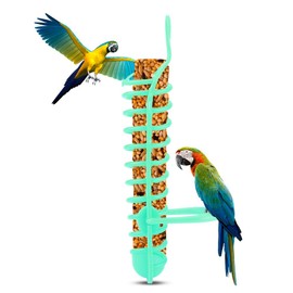 Bird Treat Holder, Plastic Pet Parrots Feeder Basket Parrots Food Fruit Vegetable Holder with Perch Bird Foraging Toy for Conures Parakeets Cockatoos and Other Birds
