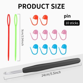 cobee Crochet Hook Set, 6.0 mm Crochet Hook, Ergonomic with Stitch Markers and Blunt Needles with Large Eye Soft Grip Crochet Handles Aluminium Knitting Crochet Hook, Crochet Accessories