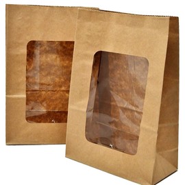 Bakery direct Kraft windowed cookie/sandwich/coffee bags with PLA window (fully recyclable) (50)