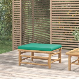 vidaXL Patio Lounge Set with Green Cushions, Bamboo - Modular Outdoor Sofa Set with Coffee Table, Easy Assembly, Natural Bamboo Finish